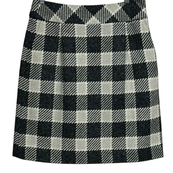 Talbots Vintage y2k Petites Buffalo Plaid Wool Blend Skirt Gray Size 8P - Picture 2 of 9